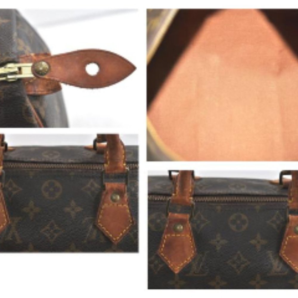 SALE! Vintage Louis Vuitton Speedy 30 Monogram Logo Satchel Bag Gold FREE Liner - Picture 4 of 15